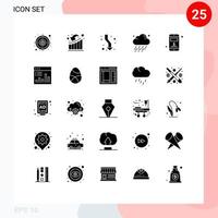 Universal Icon Symbols Group of 25 Modern Solid Glyphs of wind rain loss cloud direction Editable Vector Design Elements