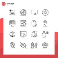 16 Creative Icons Modern Signs and Symbols of pen card favorite color graphic editor Editable Vector Design Elements