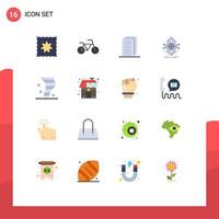 16 User Interface Flat Color Pack of modern Signs and Symbols of eco weather data climate air Editable Pack of Creative Vector Design Elements