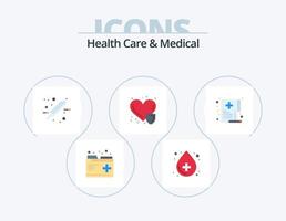 Health Care And Medical Flat Icon Pack 5 Icon Design. health. insurance. care. heart disease. health care vector