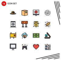 16 iconos creativos signos y símbolos modernos de laberinto de cine círculo de computadora búsqueda de laberinto elementos de diseño de vectores creativos editables