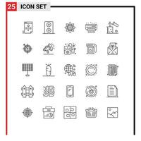 Line Pack of 25 Universal Symbols of science summer decoration conditioner ac Editable Vector Design Elements