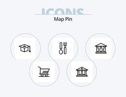 diseño de iconos del paquete de iconos de línea pin de mapa 5. . dinero cerrar con llave. edificio. teatro vector