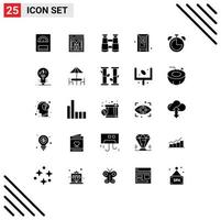 Set of 25 Modern UI Icons Symbols Signs for fintech innovation education search clock bath Editable Vector Design Elements