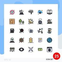 User Interface Pack of 25 Basic Filled line Flat Colors of optimization engine mail connections lock Editable Vector Design Elements