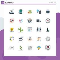 User Interface Pack of 25 Basic Flat Colors of cup web coins money service hosting Editable Vector Design Elements