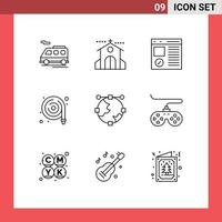 User Interface Pack of 9 Basic Outlines of anchor water browser hose page Editable Vector Design Elements