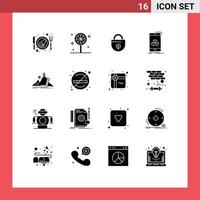 Set of 16 Modern UI Icons Symbols Signs for leader personal money success smartphone Editable Vector Design Elements