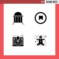 Pack of 4 Modern Solid Glyphs Signs and Symbols for Web Print Media such as architecture conference column plus support Editable Vector Design Elements