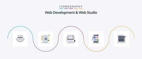 Web Development And Web Studio Flat 5 Icon Pack Including design. drag. feedback. screen. computer vector