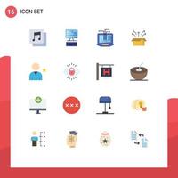 Modern Set of 16 Flat Colors Pictograph of friend product network open box box Editable Pack of Creative Vector Design Elements