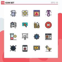 16 interfaz de usuario paquete de líneas llenas de color plano de signos y símbolos modernos del archivo de estado del mapa día ocho de marzo elementos de diseño de vectores creativos editables