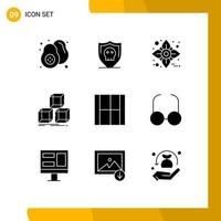 9 User Interface Solid Glyph Pack of modern Signs and Symbols of design box thanksgiving stack arrange Editable Vector Design Elements