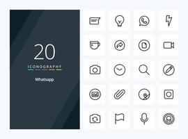 20 Whatsapp Outline icon for presentation vector