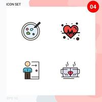 Modern Set of 4 Filledline Flat Colors Pictograph of petri exit medical beat layoff Editable Vector Design Elements