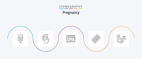 Pregnancy Line 5 Icon Pack Including pill. blood. pregnant. laboratory. tube vector