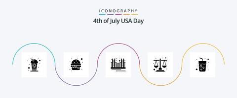 paquete de iconos de glifo 5 de EE. UU. que incluye escala. justicia. puente. Corte. turismo vector