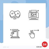 Mobile Interface Line Set of 4 Pictograms of care tabletop display medical advertisement escape Editable Vector Design Elements