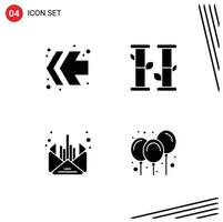 Set of 4 Commercial Solid Glyphs pack for arrows message bamboo mail air Editable Vector Design Elements