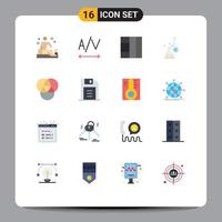 Modern Set of 16 Flat Colors and symbols such as cloud office beaker floppy disk scientific Editable Pack of Creative Vector Design Elements