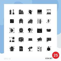 Solid Glyph Pack of 25 Universal Symbols of presentation board brain art board seo Editable Vector Design Elements