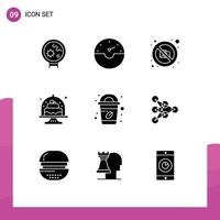 Universal Icon Symbols Group of 9 Modern Solid Glyphs of cup dish image cakes baking Editable Vector Design Elements