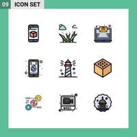 paquete de iconos de vector de stock de 9 signos y símbolos de línea para elementos de diseño de vector editable de ocean beach email mobile easter