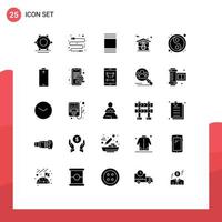 Pack of 25 Modern Solid Glyphs Signs and Symbols for Web Print Media such as yin yang new view lunar real estate Editable Vector Design Elements