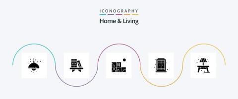 Home And Living Glyph 5 Icon Pack Including . living. home. home. living vector