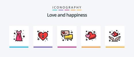 Love Line Filled 5 Icon Pack Including . love. location. image. love celebrate. Creative Icons Design vector