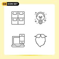 4 Thematic Vector Filledline Flat Colors and Editable Symbols of rolls laptop electricity idea phone Editable Vector Design Elements