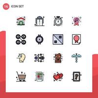 conjunto de 16 iconos de interfaz de usuario modernos símbolos signos para conexiones signo alarma tiempo femenino elementos de diseño de vectores creativos editables