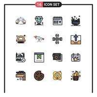 Universal Icon Symbols Group of 16 Modern Flat Color Filled Lines of bowl grinding ruby party celebration Editable Creative Vector Design Elements