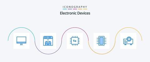 Devices Blue 5 Icon Pack Including gadget. computers. printer. board. gadget vector