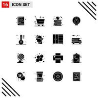 Universal Icon Symbols Group of 16 Modern Solid Glyphs of cooking image e login user Editable Vector Design Elements