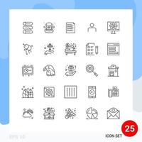 25 iconos creativos, signos y símbolos modernos de conjuntos, la gente comprueba la tarea de instagram, elementos de diseño vectorial editables vector