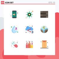 Pack of 9 creative Flat Colors of share cloud lock pad health cancer Editable Vector Design Elements