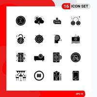 16 Thematic Vector Solid Glyphs and Editable Symbols of heart police bribe handcuffs money Editable Vector Design Elements