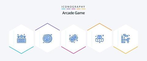 Arcade 25 Blue icon pack including play. tetris. game. play. fun vector