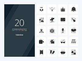 20 Valentine Solid Glyph icon for presentation vector