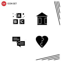 4 User Interface Solid Glyph Pack of modern Signs and Symbols of alphabet couple advertising chat puzzle Editable Vector Design Elements