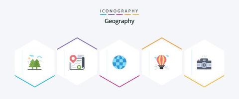 Geo Graphy 25 Flat icon pack including hot. balloon. close. geography. earth vector