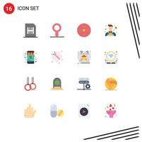 Pictogram Set of 16 Simple Flat Colors of christmas online camera reel wall decorator Editable Pack of Creative Vector Design Elements