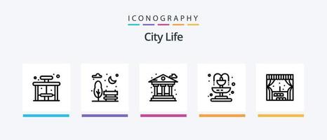 paquete de iconos de la línea de vida de la ciudad 5 que incluye luz. vida. ciudad. ciudad. parque. diseño de iconos creativos vector