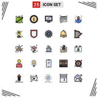 Universal Icon Symbols Group of 25 Modern Filled line Flat Colors of business school computer education pc Editable Vector Design Elements