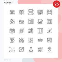 conjunto de 25 iconos de interfaz de usuario modernos signos de símbolos para la venta construcción de control real impresión elementos de diseño vectorial editables vector