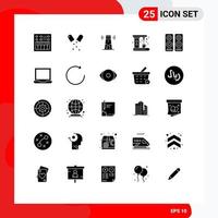Pictogram Set of 25 Simple Solid Glyphs of cinema kitchen medical coffee tower Editable Vector Design Elements