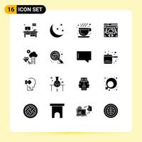 paquete de iconos vectoriales de stock de 16 signos y símbolos de línea para el diseño dólar café nube nube compartir elementos de diseño vectorial editables vector