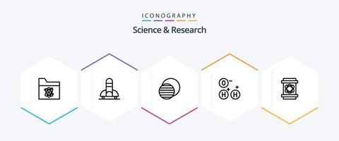 paquete de iconos de 25 líneas de ciencia que incluye ciencia. barril. eclipse. espacio. Ho vector