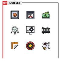 9 iconos creativos, signos y símbolos modernos de desarrollo fijo, desarrollo americano, idea, elementos de diseño vectorial editables vector